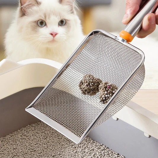 1Pcs Stainless Steel Fine Mesh Cat Litter Scoop Easy to Clean Non-Stick Shovel for Reptiles Sand Efficient Durable Litter Scoop